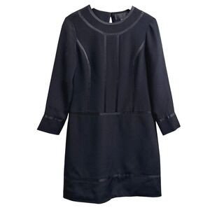 Jill Stuart Black Silk Shift Mini Dress Sz 6 Relaxed Minimalist Lagenlook Tunic